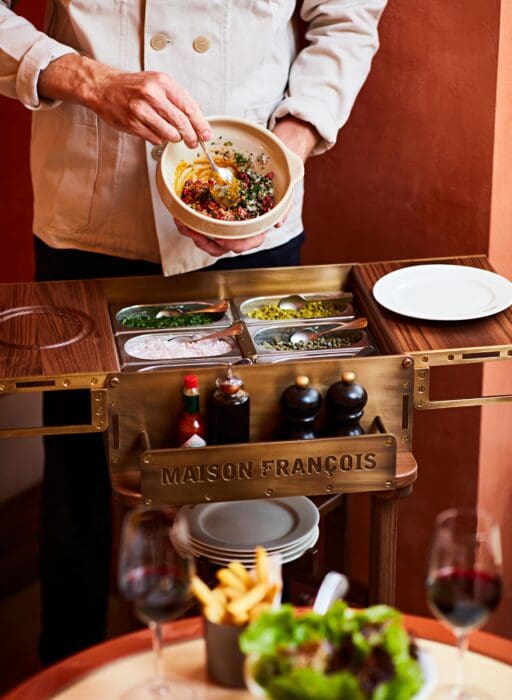 maison francois steak tartare trolley