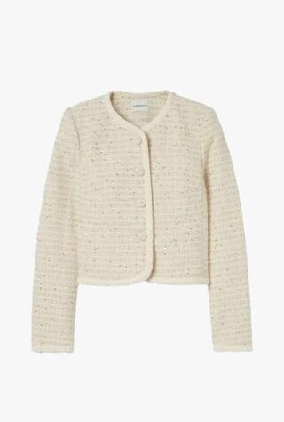 Claudie Pierlot Round-Neck Button-Down Tweed Jacket