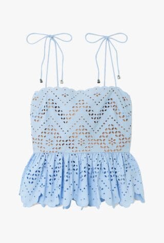 Self Portrait scalloped broderie anglaise top