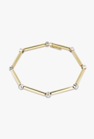 Jessie Thomas Larger gold tube and diamond bracelet