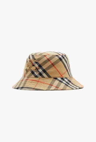 Check cotton-blend bucket hat