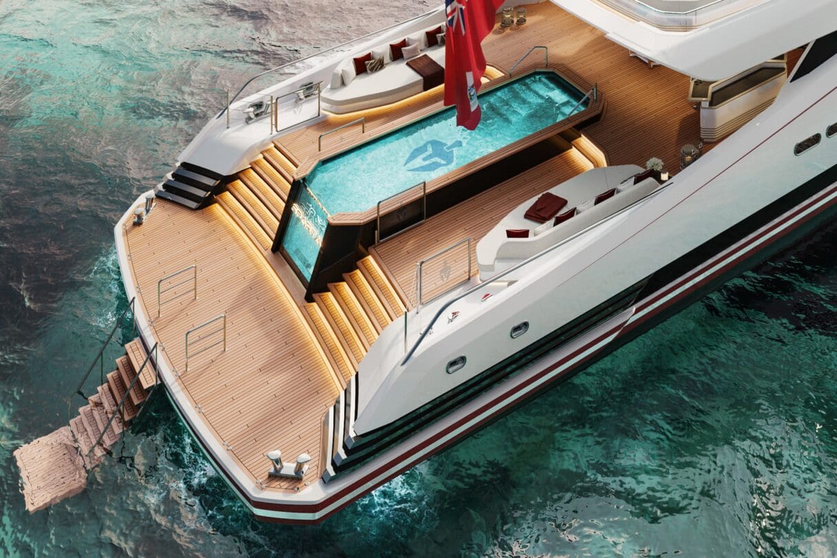 superyacht with a pool