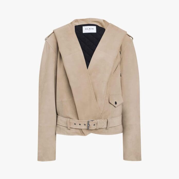 Alaïa suede Hooded Biker Jacket
