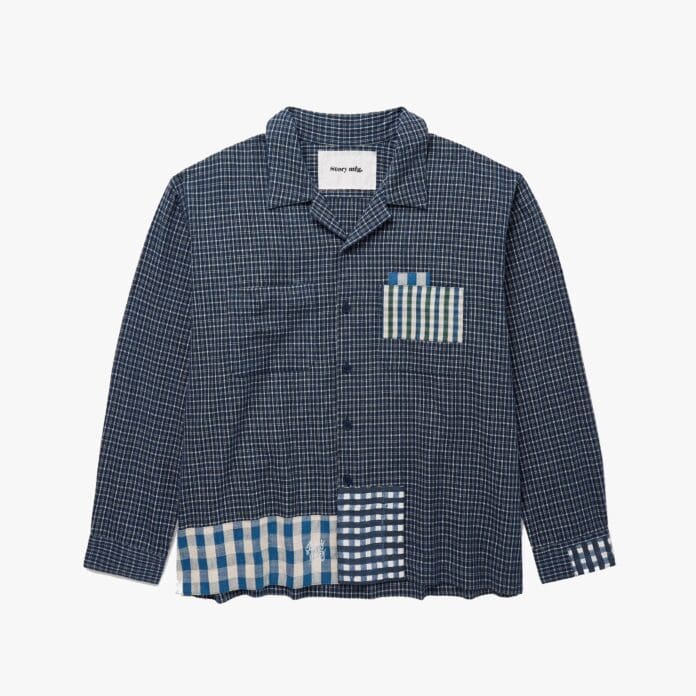 Story MFG. PA camp collar patchwork checked shirt