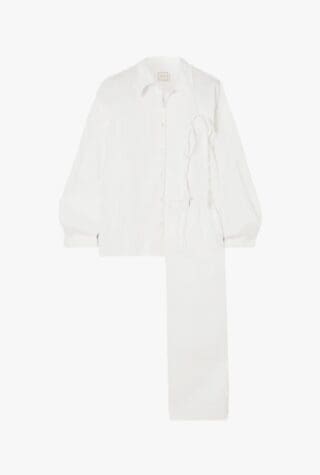 Tie-front linen pyjama set