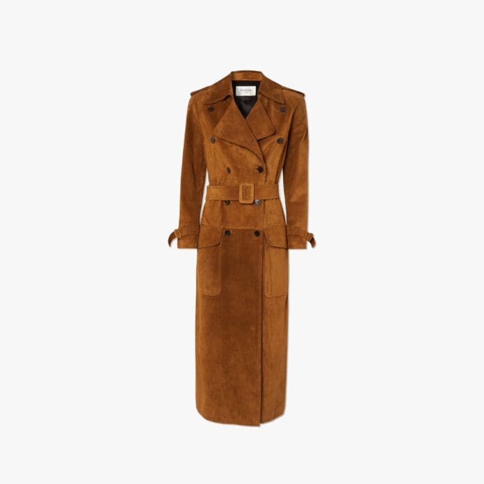 Saint Laurent suede trench coat