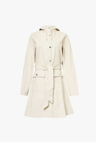 Patch-pocket drawstring-hood shell jacket