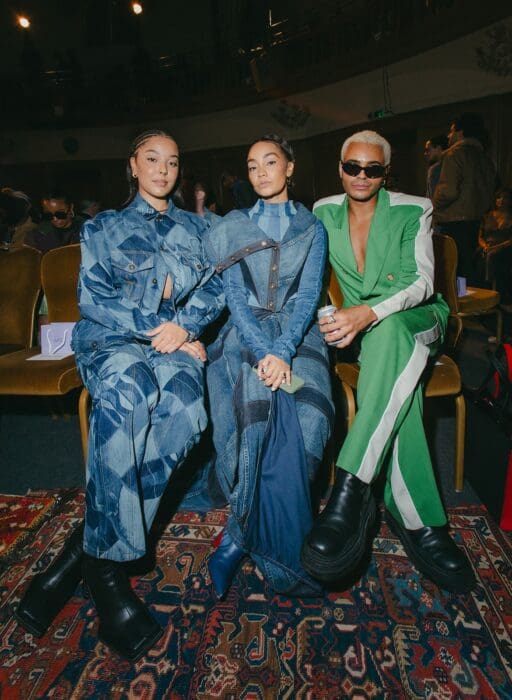 Grace Carter, Leigh-Anne Pinnock and Layton Williams at Ahluwalia celebrities at london fashion week ss25