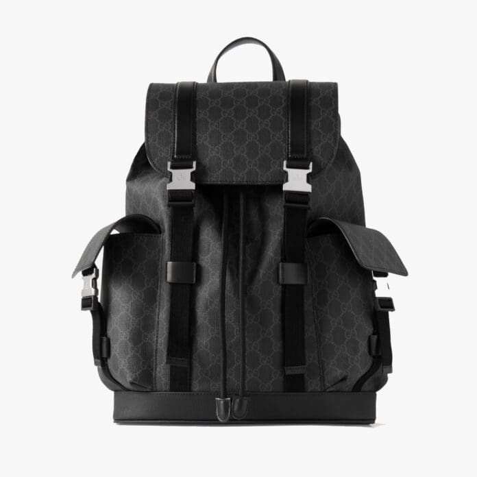 Gucci leather-trimmed canvas backpack