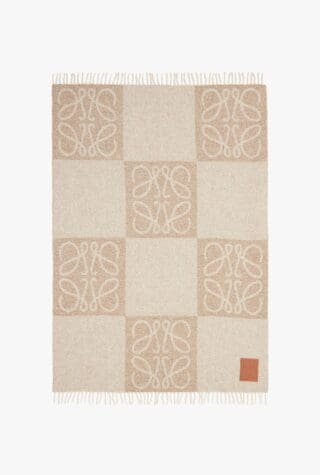 Anagram appliquéd wool-jacquard throw designer homeware