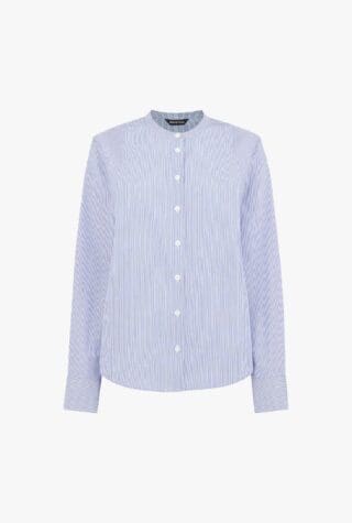 Stripe grandad collar shirt