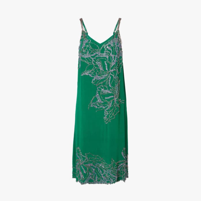 Dries Van Noten Beaded silk slip dress