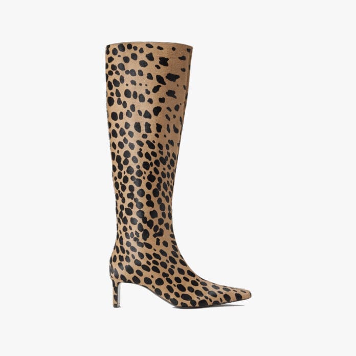 Khaite Ona leopard-print calf hair knee boots