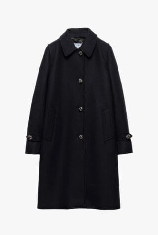 Prada leather button wool coat