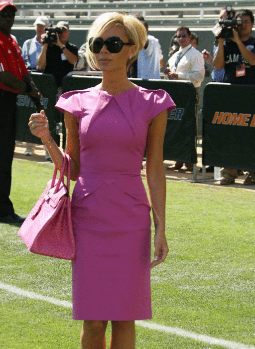 Victoria Beckham at the press conference to introduce David Beckham as the newest member of the Los Angeles Galaxy