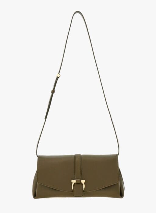 ferragamo olive shoulder bag
