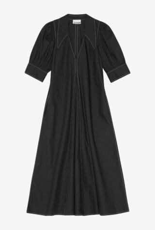 ganni black midi dress