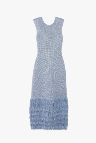 AJE. Breeze fringed metallic knitted midi dress