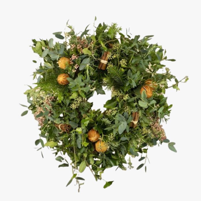 Citrus and Spice Christmas Door Wreath by The Real Flower Company