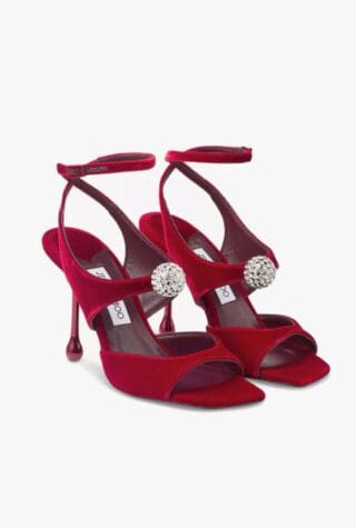 Jimmy Choo Orb 95 crystal-embellished heeled velvet sandals 