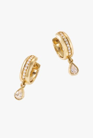 roxanne first Stripe Drop 14-karat gold diamond hoop earrings