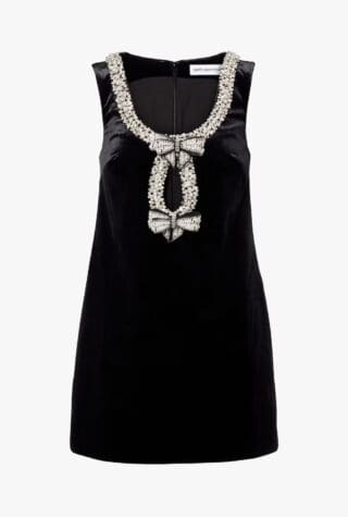 Self-Portrait Crystal-embellished velvet minidress