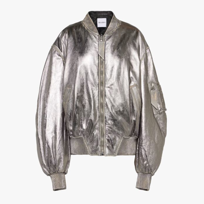 The Attico Metallic leather bomber jacket