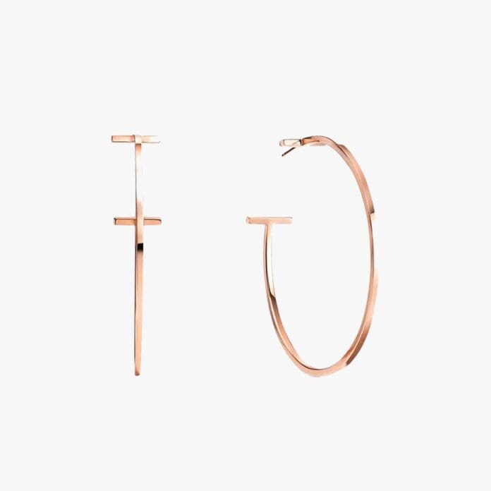 Tiffany T Wire XL rose-gold hoop earrings