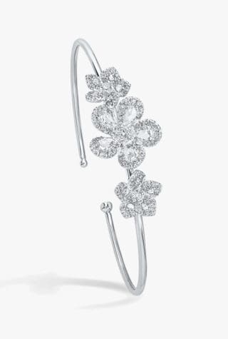 David Morris 18ct white gold diamond Miss Daisy Triple Flower bracelet