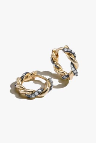 14ct Gold Antique Finish Twisted Rope Hoop Earrings