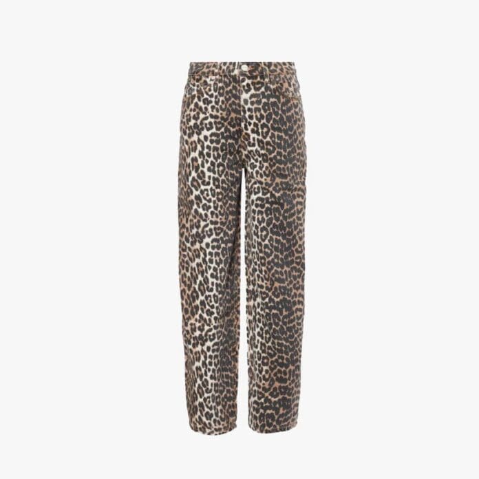Ganni Leopard Stary barrel-leg jeans