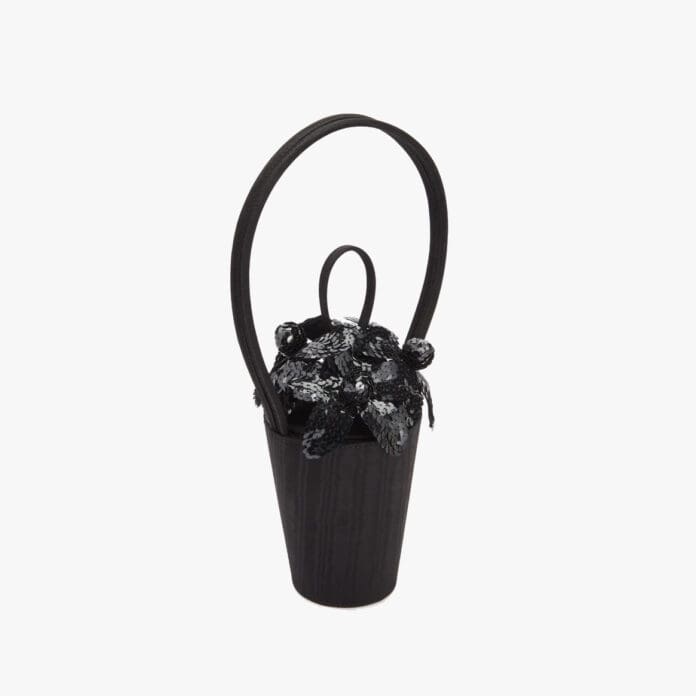 Lulu Guinness BLACK SEQUIN LILY BASKET BAG