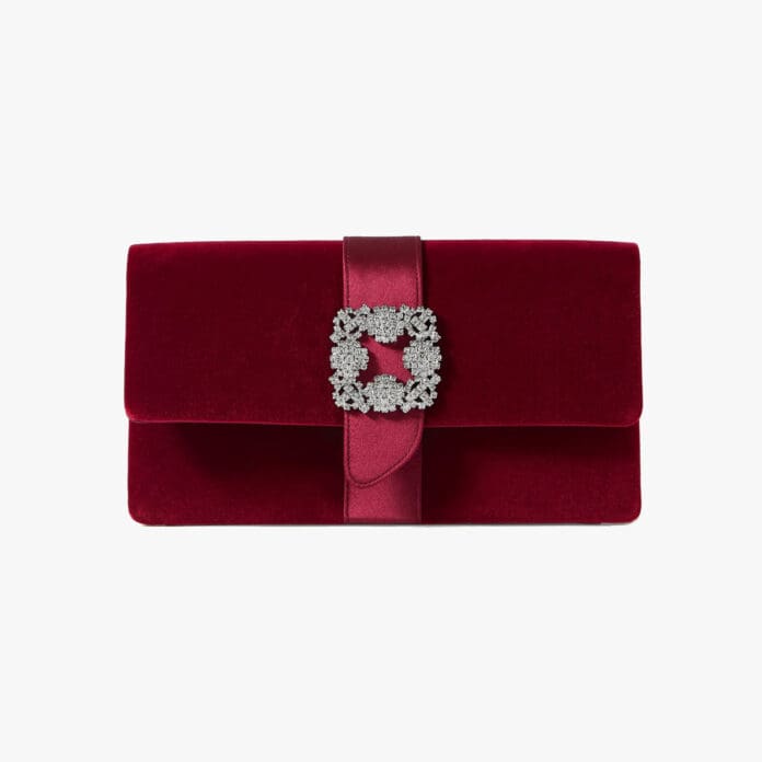 Manolo Blahnik Capri crystal-embellished velvet clutch
