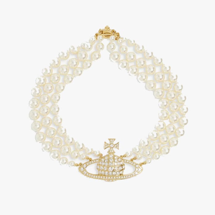 Vivienne Westwood Triple-row faux-pearl orb pendant choker