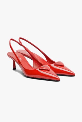 Prada 55 patent leather slingback pumps