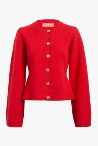 Kitri Cleo red knit cardigan