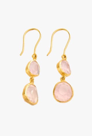 Pippa Small 18kt Gold Carnival Rose Quartz Double Drop Earrings