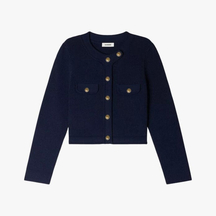 Sandro cropped ribbed knitted cardigan