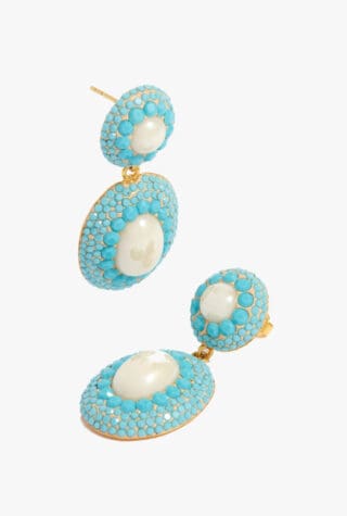 Soru Jewellery Turquoise Lace Pearl Drop Earrings