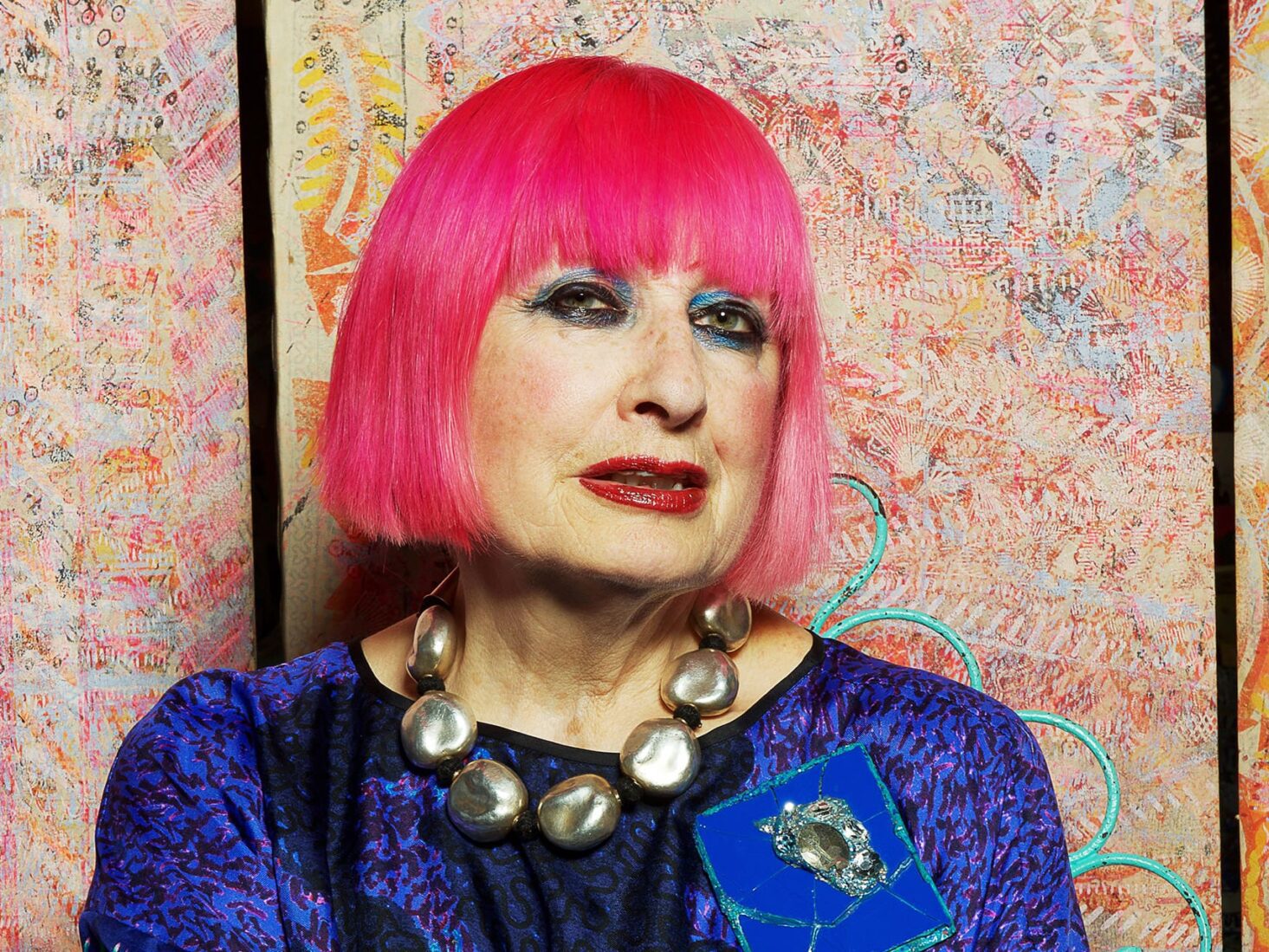 Zandra Rodes Logo Zandra Rhodes on a life colouring outside the lines