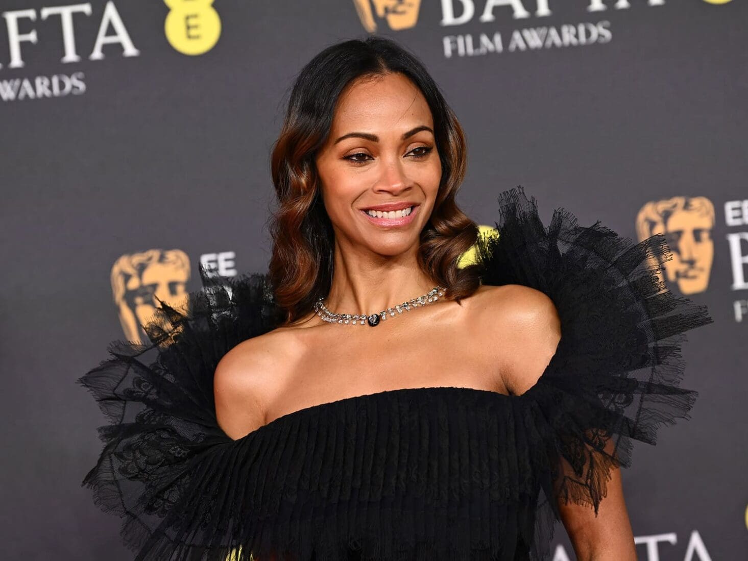 baftas 2025 red carpet zoe saldana