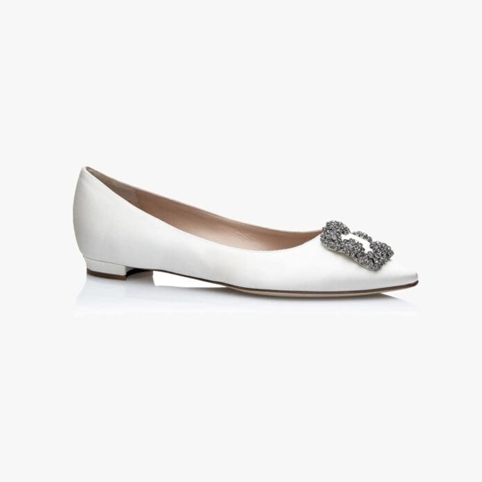 Manolo Blahnik Hangisi crystal-embellished flat