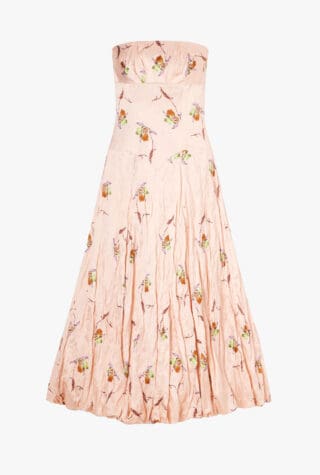Printed crinkle-satin midi dress