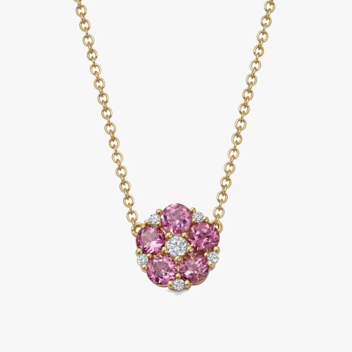 Kiki McDonough Petals Pink Tourmaline and Diamond Necklace