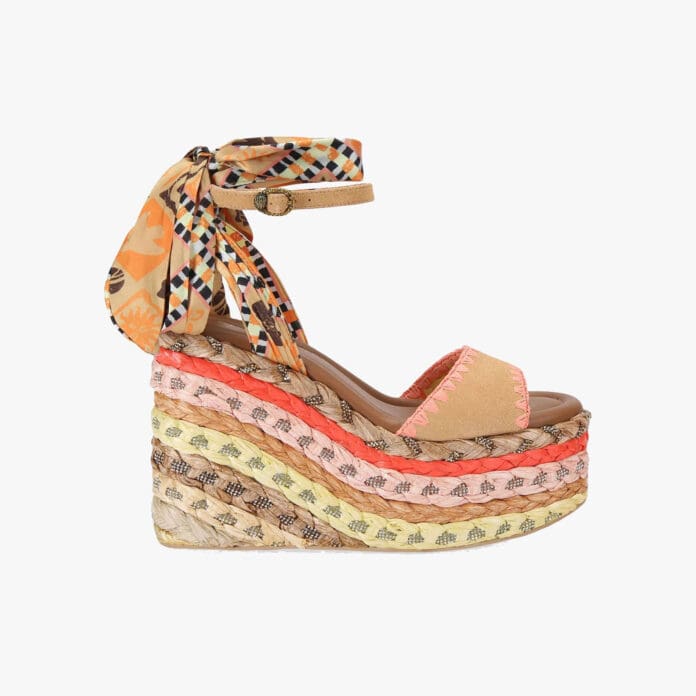 Kurt Geiger Chelsea Scarf Wedge Suede Heels