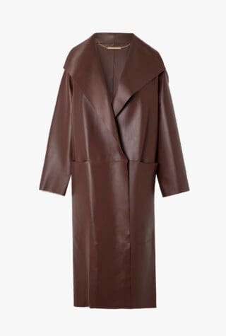Nour Hammour birthday paneled leather coat