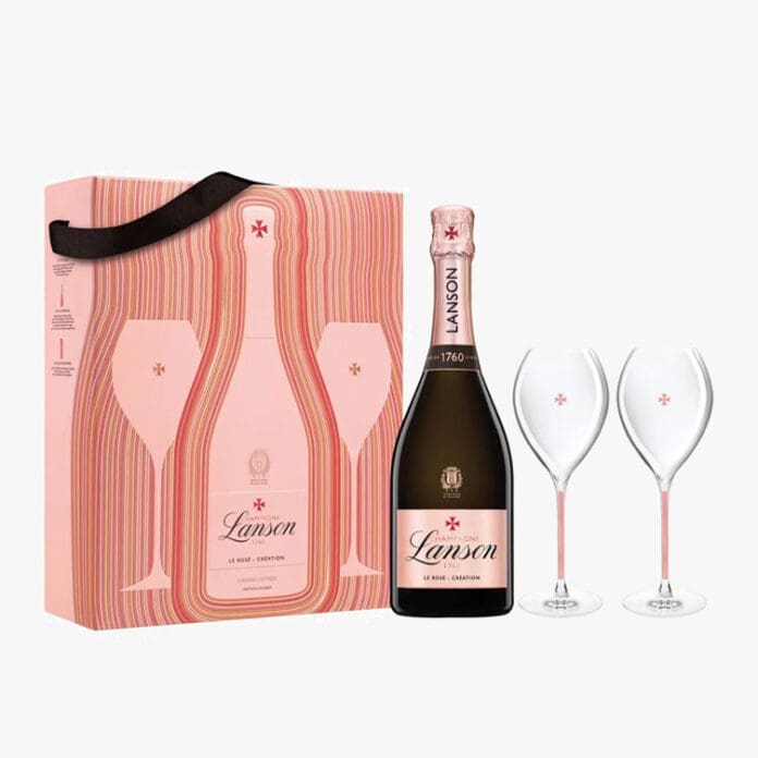 Champagne Lanson gift set with flutes