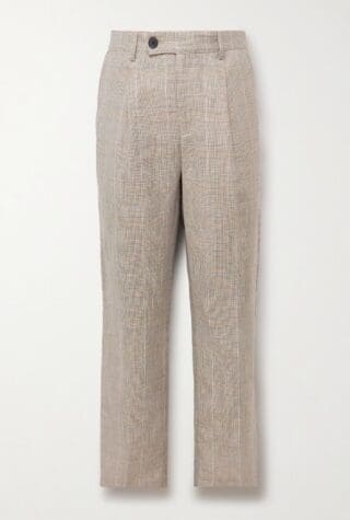 Corridor straight-leg checked linen trousers
