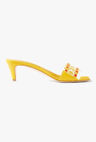 Manolo Blahnik Moremu 50 raffia-trimmed mules