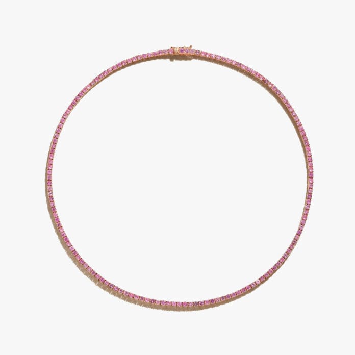 Roxanne First gold sapphire tennis necklace
